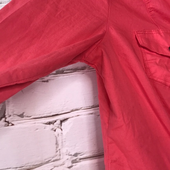 GUESS Long Sleeve Button Up Pink Shirt - Picture 5 of 8